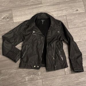 Aqua Black Leather Moto Jacket NWOT